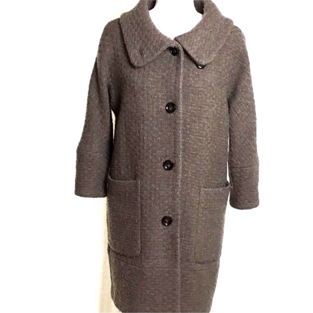 Banana Republic Oatmeal Brown Textured Wool Coat